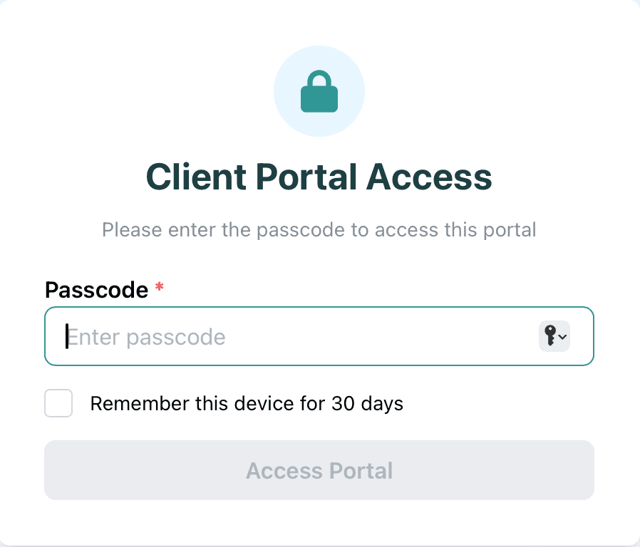 SRP client portal showing project progress, files, and milestones shared with a client